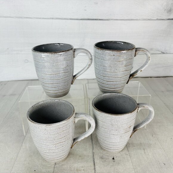 Home Target Gray Ribbed Brown Speckled Farmhouse Rustic 10oz Cups Mugs Set of 4 - Picture 3 of 16